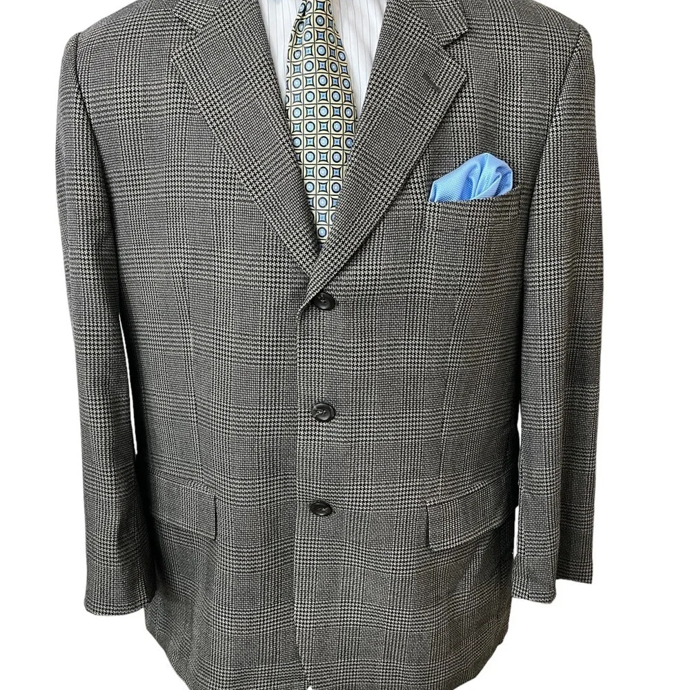 Brandini Tailored for Foleys Mens Sports Blazer 100% Wool Houndstooth Pe☑️